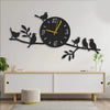 Sparrow Wall Clock – Laser-Cut Black MDF (24x12)