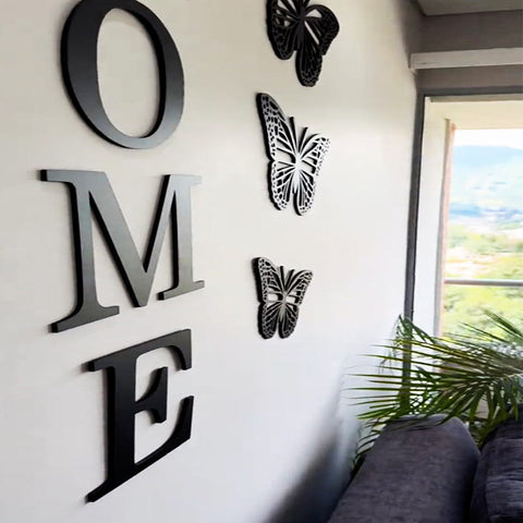 "Welcome Home with Butterfly – Laser-Cut MDF Wall Art"