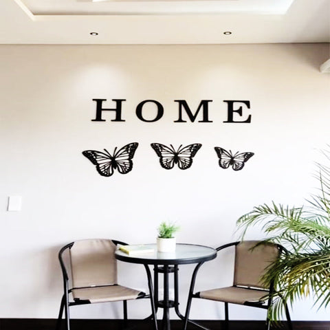 "Welcome Home with Butterfly – Laser-Cut MDF Wall Art"