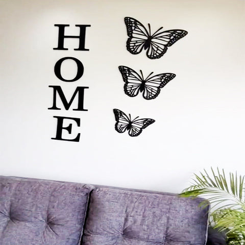 "Welcome Home with Butterfly – Laser-Cut MDF Wall Art"