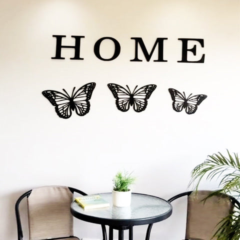 "Welcome Home with Butterfly – Laser-Cut MDF Wall Art"