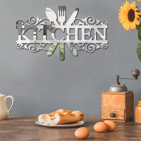 Modern Kitchen Wall Decoration – Knife & Fork Acrylic Mirror