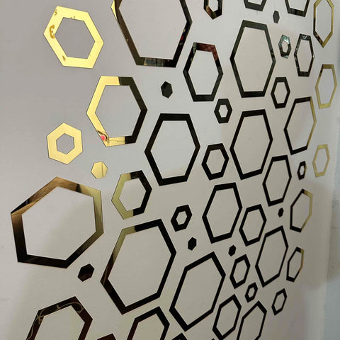 DIY Hexa Rings Acrylic Mirror Wall Decoration (Self-Adhesive)