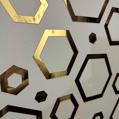 DIY Hexa Rings Acrylic Mirror Wall Decoration (Self-Adhesive)