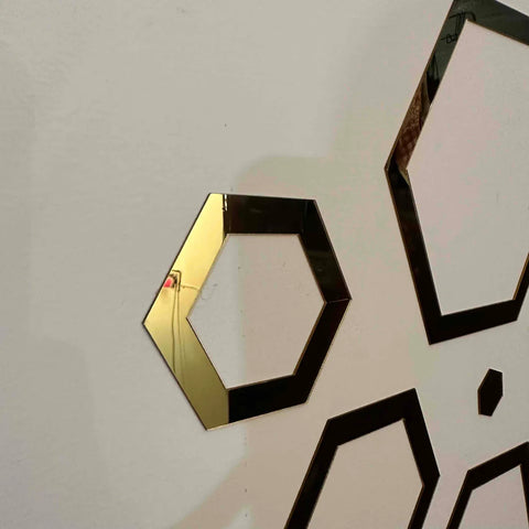 DIY Hexa Rings Acrylic Mirror Wall Decoration (Self-Adhesive)