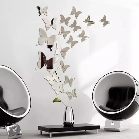 Pack of 16 Pc's Acrylic Mirror Butterfly Wall Decor