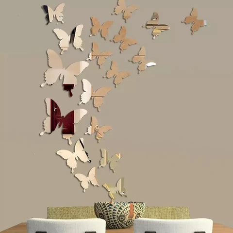 Pack of 16 Pc's Acrylic Mirror Butterfly Wall Decor