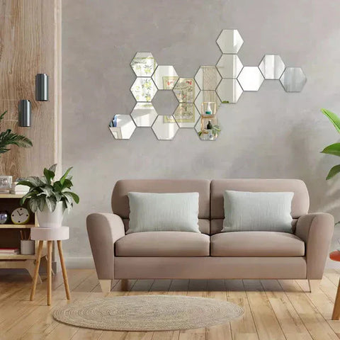 Hexagon Shape Acrylic Mirror Wall Decor – Elegant & Easy to Install
