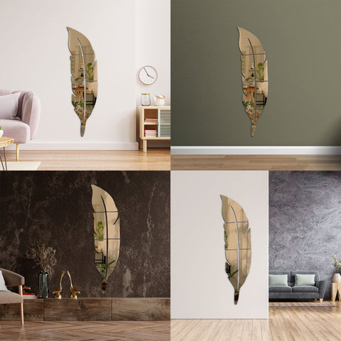 Feather Shape Acrylic Mirror Wall Decor – Modern Home Style