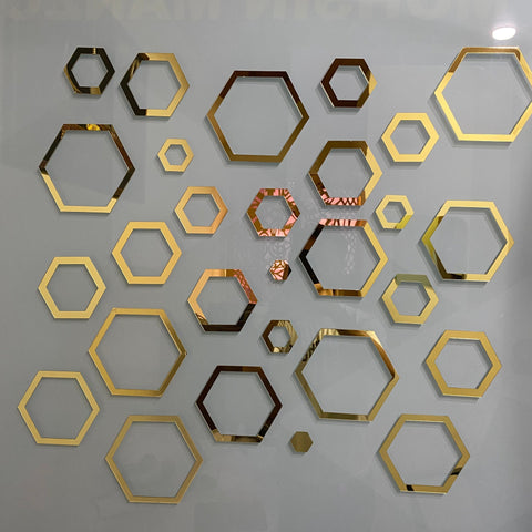 Modern Acrylic Hexagon Ring Mirror Stickers for Wall Decoration