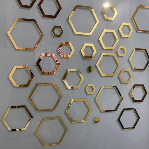 Modern Acrylic Hexagon Ring Mirror Wall Decor