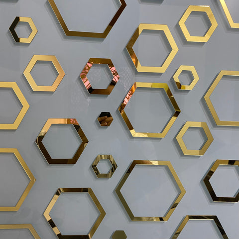 Modern Acrylic Hexagon Ring Mirror Wall Decor