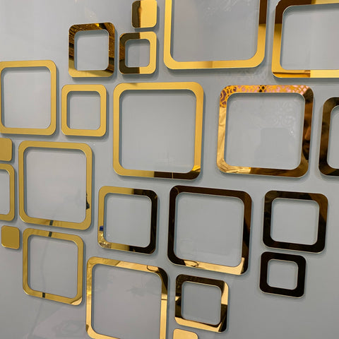 Square Rings Acrylic Mirror Decorative Stickers