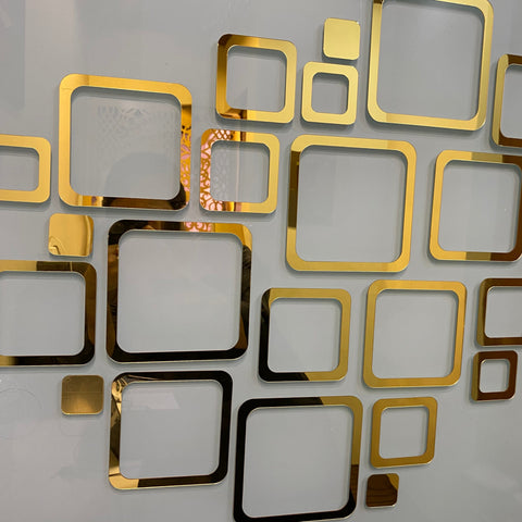 Square Rings Acrylic Mirror Decorative Stickers