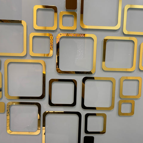 Square Rings Acrylic Mirror Decorative Stickers