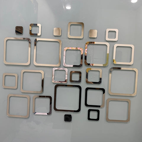 Square Rings Acrylic Mirror Decorative Stickers