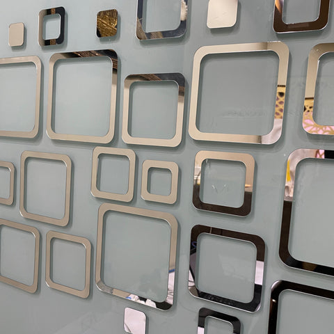 Square Rings Acrylic Mirror Decorative Stickers