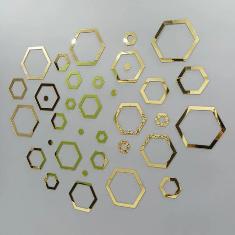 Acrylic Hexagon Ring Mirror Wall Decor Stickers