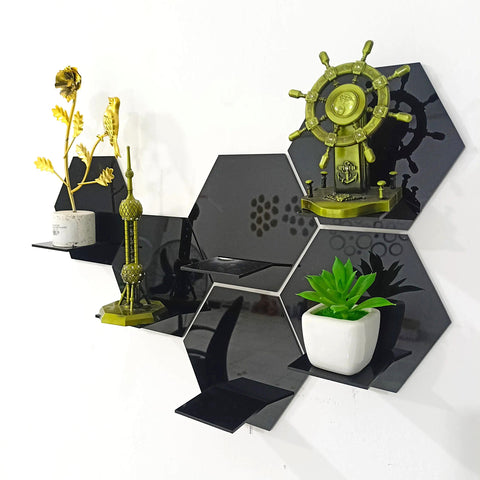 Hexagon Acrylic Wall Shelves – Stylish Home Decoration