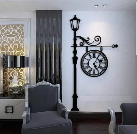 European Street Lamp Design Large Wall Clock – 52" x 28"