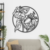 Elegant Black Wooden Laser-Cut Floral Wall Art