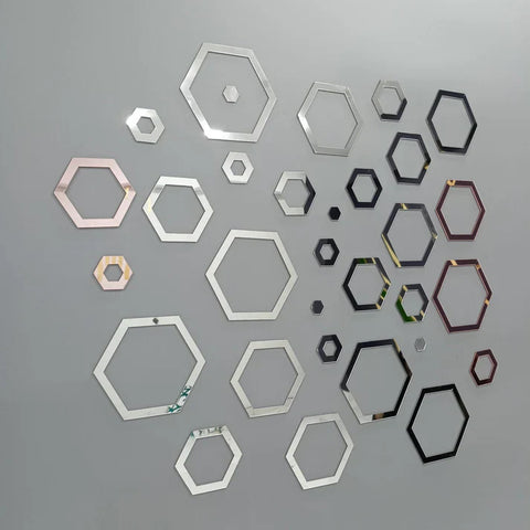 Modern Acrylic Hexagon Ring Mirror Wall Decor