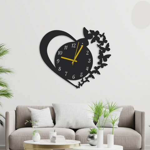 Beautiful Butterflies In Heart Wall Clock